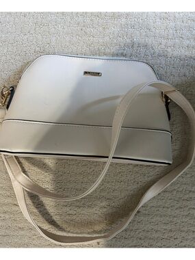 White Crossbody Shoulder Bag with Gold Accent